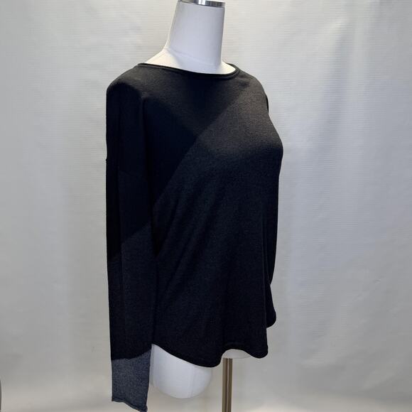 Smartwool Shirt Womens Medium Black Gray Colorblock Merino Wool Long Sleeve - Picture 3 of 11